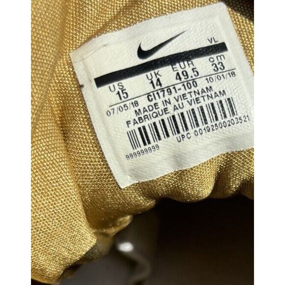 Nike Alpha Menace Pro Mid PROMO Football Cleats Size 15 White/Gold CI1791-100